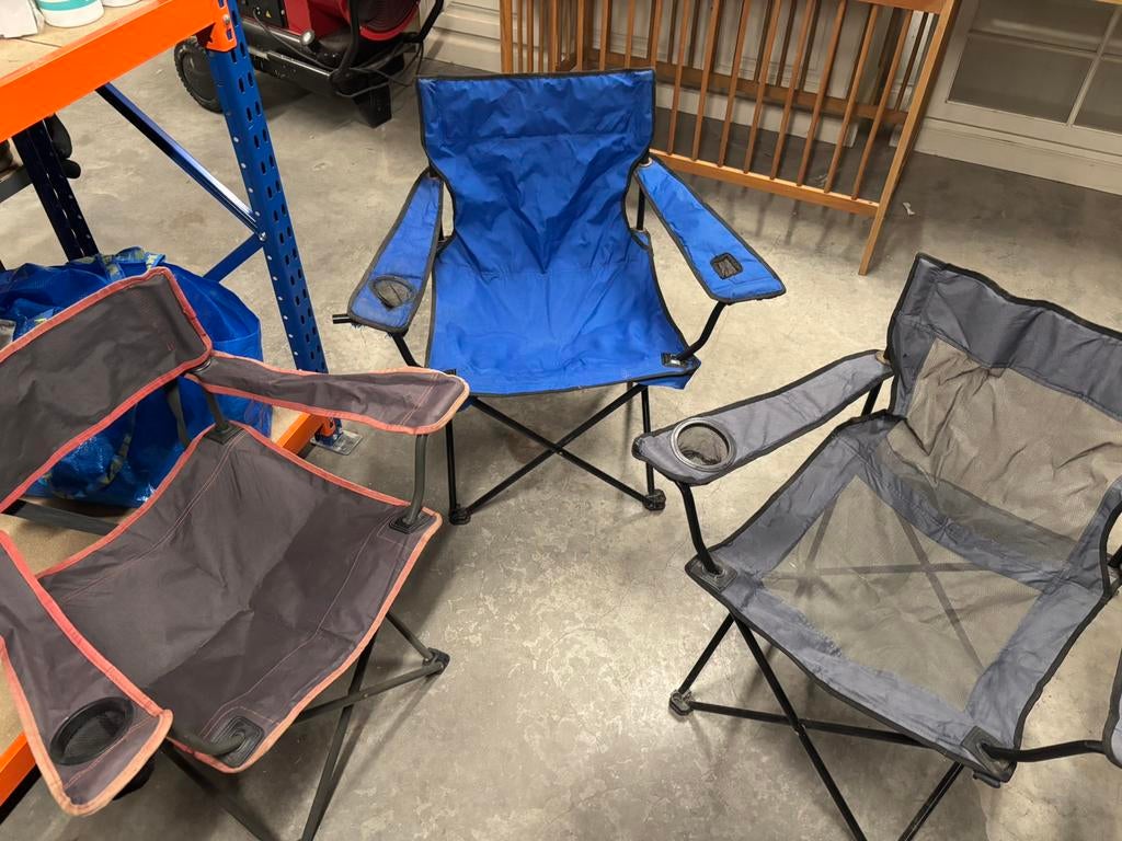 3 kampeerstoelen, Caravans en Kamperen, Kampeermeubelen, Ophalen, Zo goed als nieuw