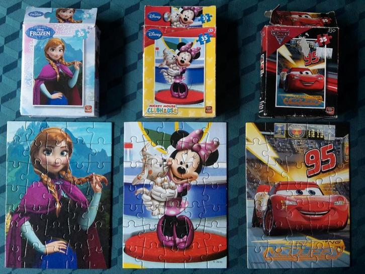 4 Disney puzzeltjes met elk 35 of 54 stukjes, 15x21 of 13x20, Kinderen en Baby's, Speelgoed | Kinderpuzzels, Zo goed als nieuw
