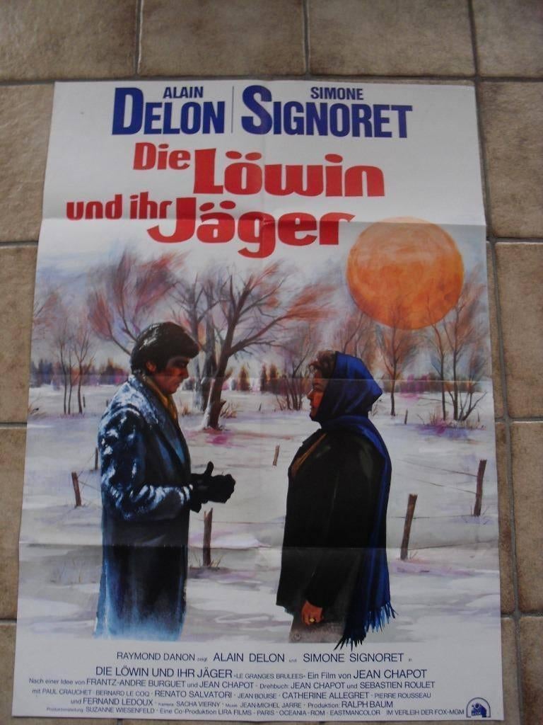 filmaffiche Alain Delon Les Granges Brulées 1973 filmposter, Collections, Enlèvement ou Envoi, Rectangulaire vertical, A1 jusqu'à A3