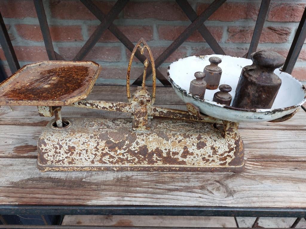 Weegschaal.met gewichtjes, Antiek en Kunst, Ophalen