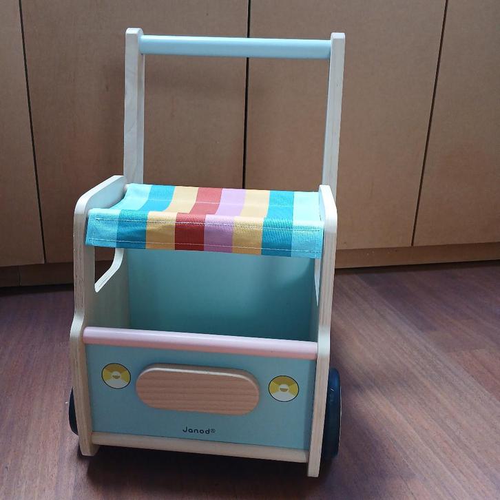 Janod loopwagentje, Kinderen en Baby's, Speelgoed | Houten speelgoed, Gebruikt, Rij- of Hobbelspeelgoed, Ophalen