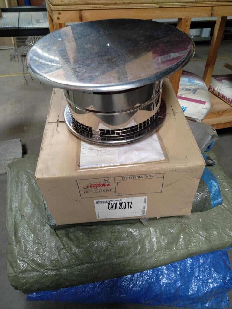 Trekkende kap diam. 200mm met anti-vogel rooster., Ophalen, Inox