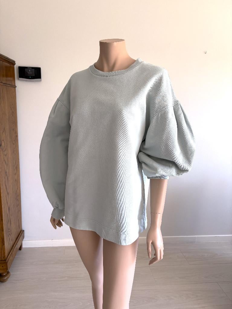 Heavenly mintgroene sweater L  100% katoen,  ballonmouwen, Kleding | Dames, Truien en Vesten, Verzenden, Zo goed als nieuw, Groen