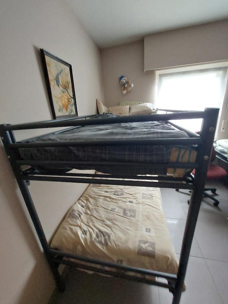 Metalen stapelbed antraciet, 90 cm, Comme neuf, Enlèvement, 200 cm