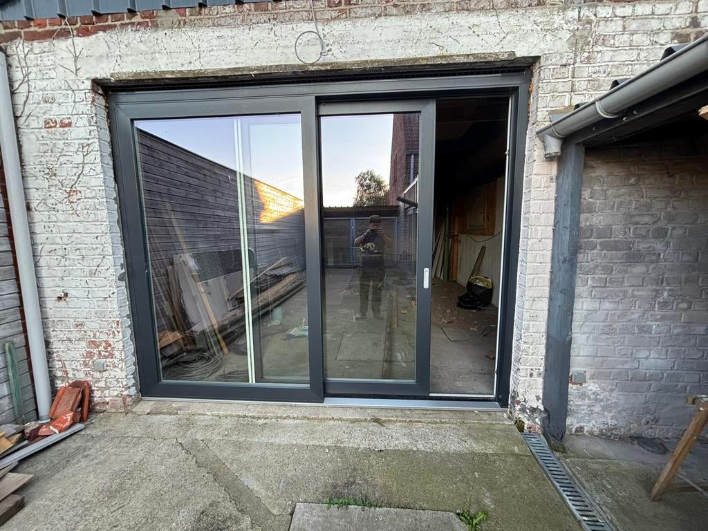 Schuifraam 2m50 hoog 3m breed, Doe-het-zelf en Bouw, Raamkozijnen en Schuifdeuren, Ophalen, Kunststof, 225 cm of meer, Zo goed als nieuw