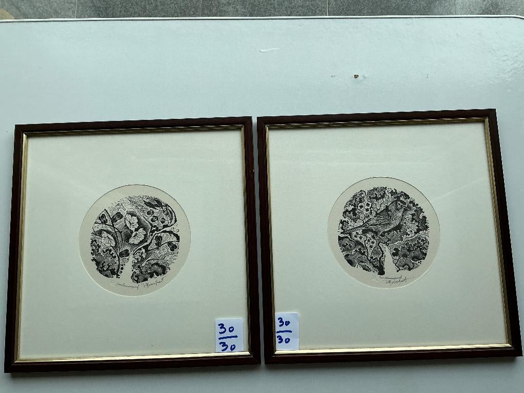 2 magnifiques lithographies de Renaat Bosschaert mesurant 30, Antiquités & Art, Enlèvement ou Envoi