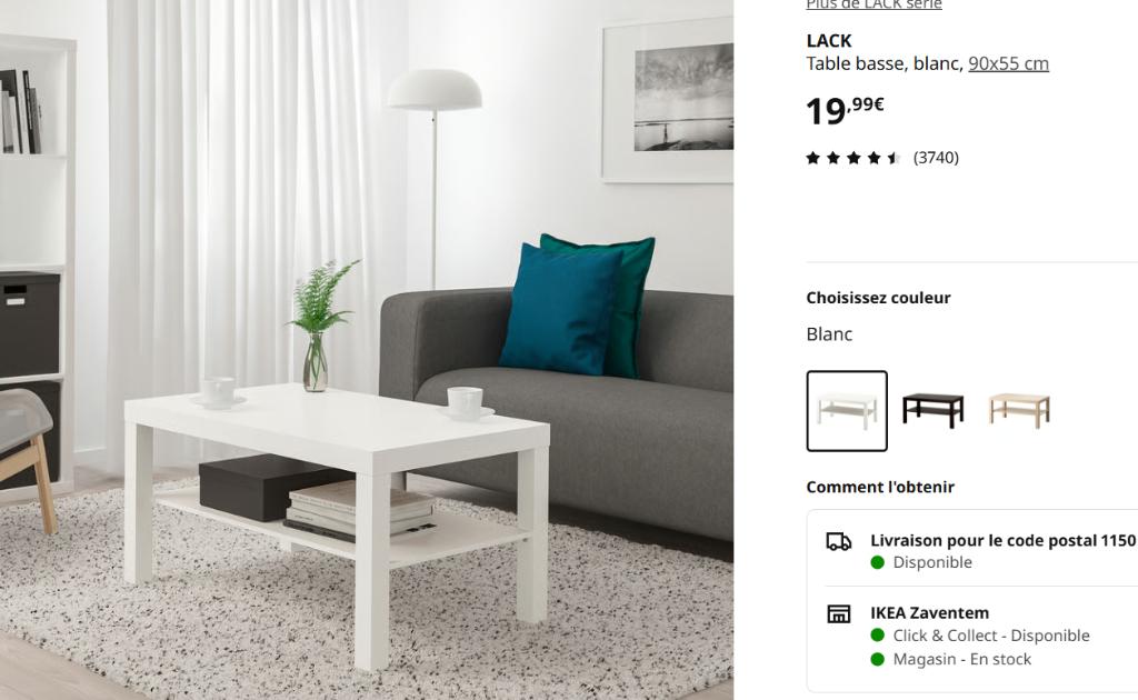 Witte salontafel IKEA, Huis en Inrichting, Ophalen, 50 tot 100 cm, 50 tot 100 cm, Zo goed als nieuw