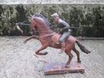 LINEOL groot model Duitse huzaar op paard met kolbak TOP, Ophalen of Verzenden