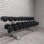 Technogym dumbells set  8 kilo tot 30 kilo + dumbells rack, Ophalen, Zo goed als nieuw