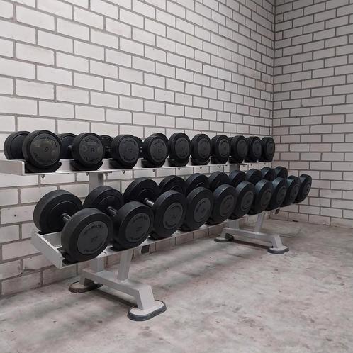 Technogym dumbells set  8 kilo tot 30 kilo + dumbells rack, Sport en Fitness, Fitnessmaterialen, Zo goed als nieuw, Ophalen