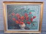 Huile sur toile fleurs signe Edmond defroyennes, Ophalen of Verzenden