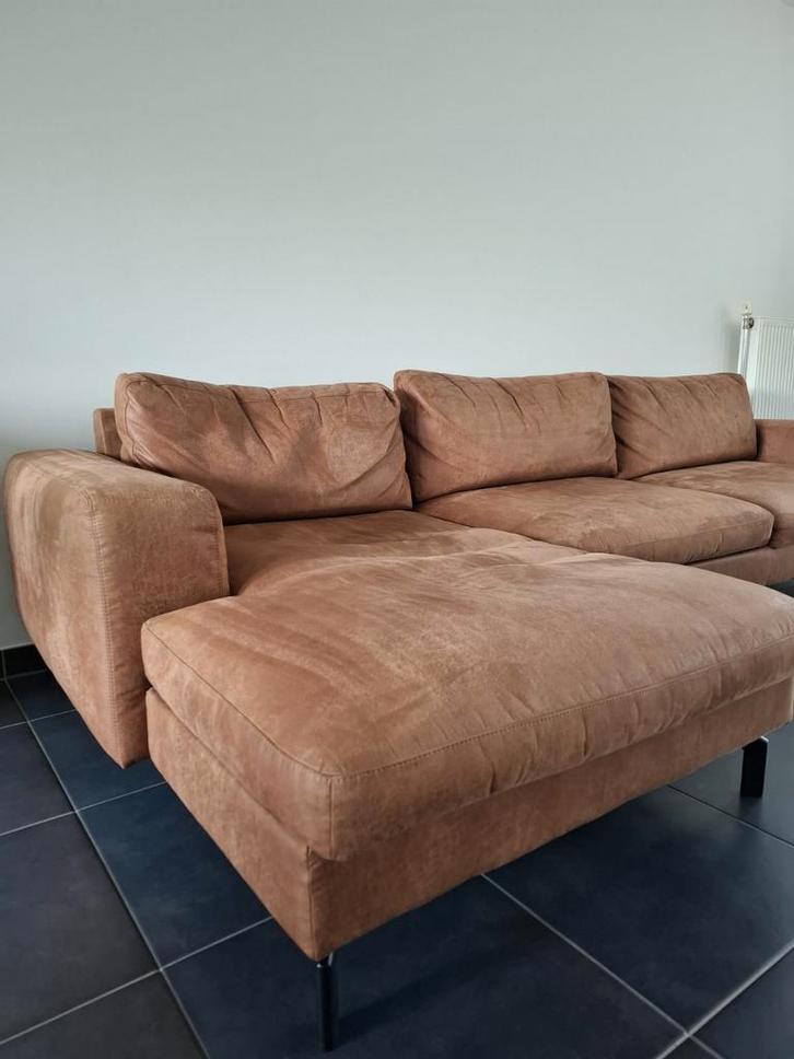 Zetel, Huis en Inrichting, Zetels | Zetels en Chaises Longues, Gebruikt, Driepersoons, 300 cm of meer, 125 tot 150 cm, Leer, Ophalen