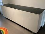 Witte moderne buffetkast, Huis en Inrichting, Kasten | Buffetkasten, Ophalen, Gebruikt, Glas, 200 cm of meer
