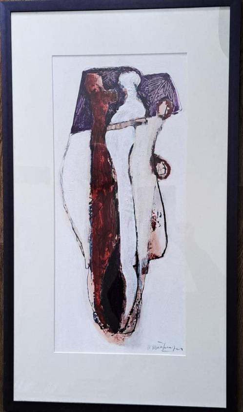 Ward Windhausen 1949 modern abstract acryl op papier, Antiek en Kunst, Kunst | Schilderijen | Modern, Ophalen