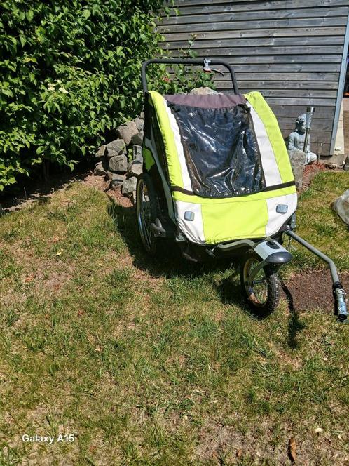 fietskar 2 kinderen, Fietsen en Brommers, Fietsaccessoires | Aanhangwagens en Karren, Zo goed als nieuw, Vering, Ophalen