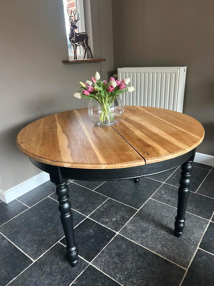 Massief verlengbare voleiken tafel, Huis en Inrichting, Tafels | Eettafels, Zo goed als nieuw, 100 tot 150 cm, 200 cm of meer