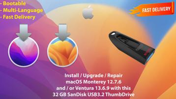 Installeer macOS Monterey 12.7.6 en/of Ventura 13.6.9 USB