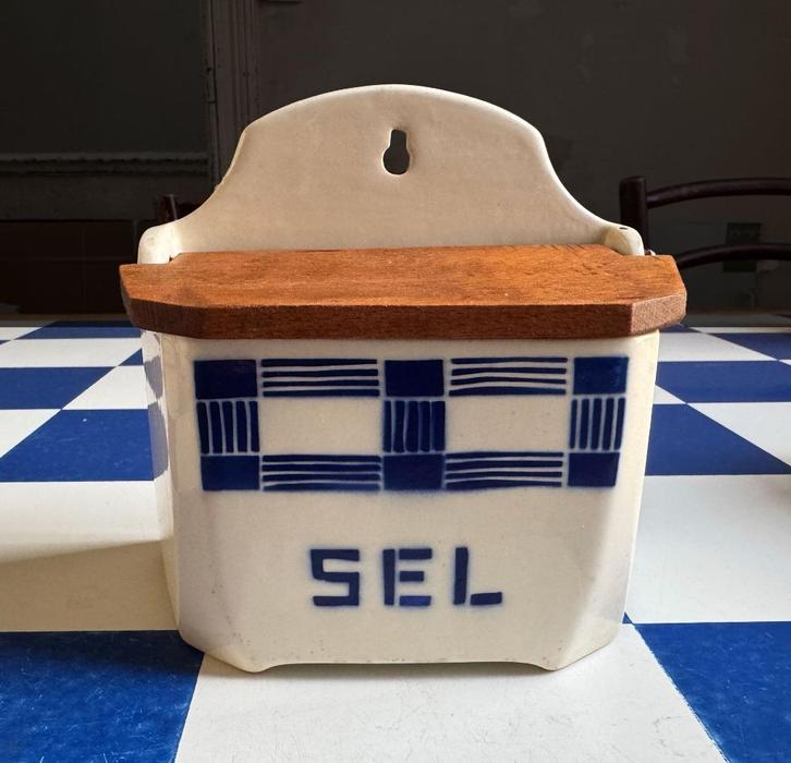 Zoutvat Art Deco met houten deksel - Badonviller, Antiquités & Art, Antiquités | Céramique & Poterie, Enlèvement ou Envoi
