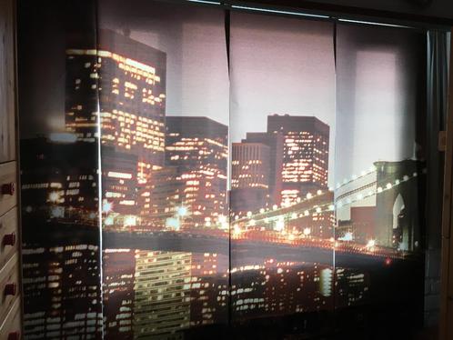 paneelgordijnen met skyline Brooklyn Bridge, Huis en Inrichting, Stoffering | Gordijnen en Lamellen, Zo goed als nieuw, 200 cm of meer