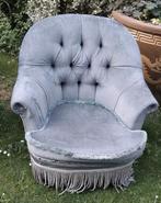 Fauteuil retro bleu/gris. Vintage interior, Ophalen, Gebruikt