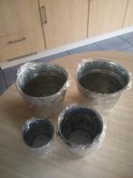 Bloempotten in Zink. 5x. Verschillende afmetingen.  NIEUW., Overige materialen, Rond, Nieuw, Tuin