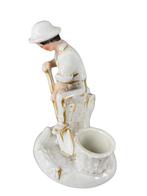 Encrier-Plumier "Homme à la Pelle" en Porcelaine du 19ème, Enlèvement ou Envoi