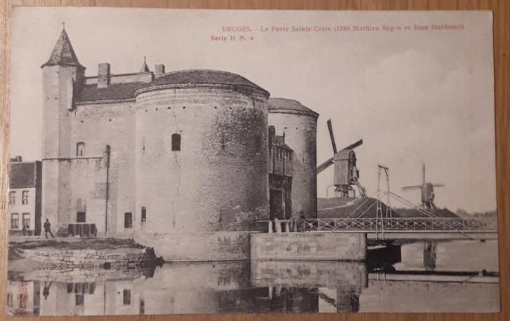 CARTE POSTALE BRUGES +-1930 : POORT HEILIG KRUIS & WindMILL/, Collections, Cartes postales | Belgique, Non affranchie, Flandre Occidentale
