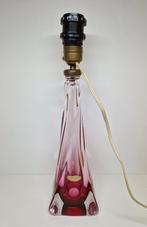 Val Saint Lambert roze kristallen lampenvoet 1950 België., Huis en Inrichting, Lampen | Tafellampen, Minder dan 50 cm, Glas, Ophalen of Verzenden