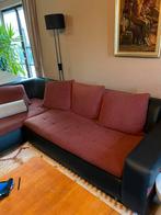 Zithoek, hoekbank, zetel, zwart met rood. Salon, Huis en Inrichting, Ophalen, Zo goed als nieuw, Leer