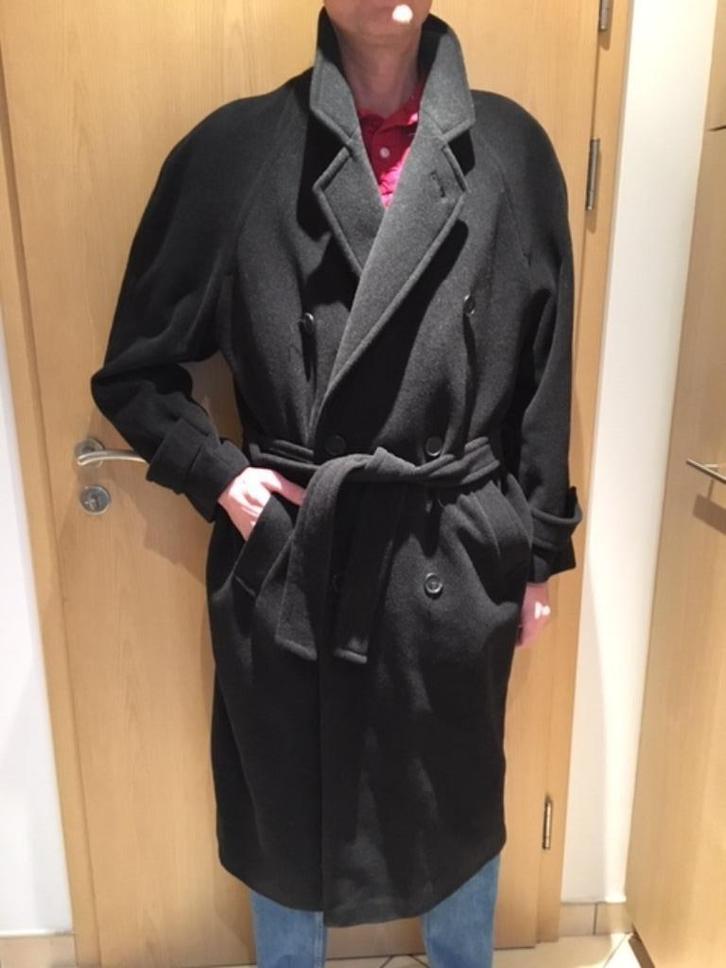 Zwarte wollen herenjas "FIRST CLASS AUTHENTIC" maat, Kleding | Heren, Jassen | Winter, Zo goed als nieuw, Maat 48/50 (M), Zwart