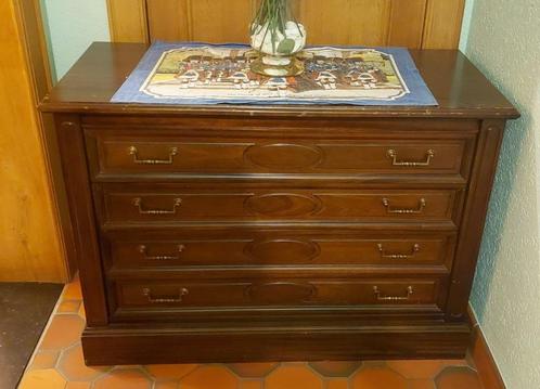 Klassieke houten ladekast – 4 lades – vintage commode jaren, Huis en Inrichting, Kasten | Ladekasten, Gebruikt, 100 tot 150 cm