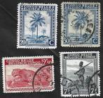 4 Postzegel Belgisch Congo1942 Palmbomen diverse onderwerpen, Enlèvement ou Envoi, Autres pays, Affranchi