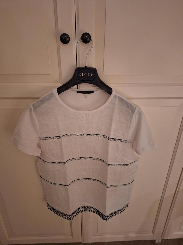 Geklede T-shirt, linnen, Weekend Max Mara, Vêtements | Femmes, T-shirts, Comme neuf, Taille 38/40 (M), Blanc, Manches courtes