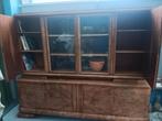 Grote boekenkast Antiek notelaar met vitrine, Ophalen