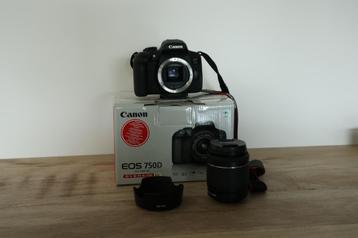 Canon EOS 750D + lens 18-55 (eventueel tas ) 