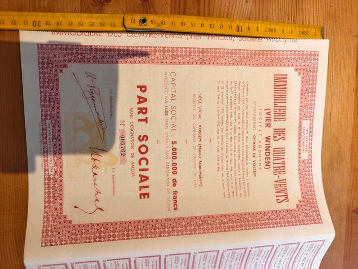 Immobilière des Quatre-Vents, Timbres & Monnaies, Actions & Titres, Enlèvement ou Envoi