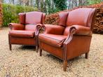 2 Schaapleren clubFauteuils in cognac MUYLAERT, Ophalen