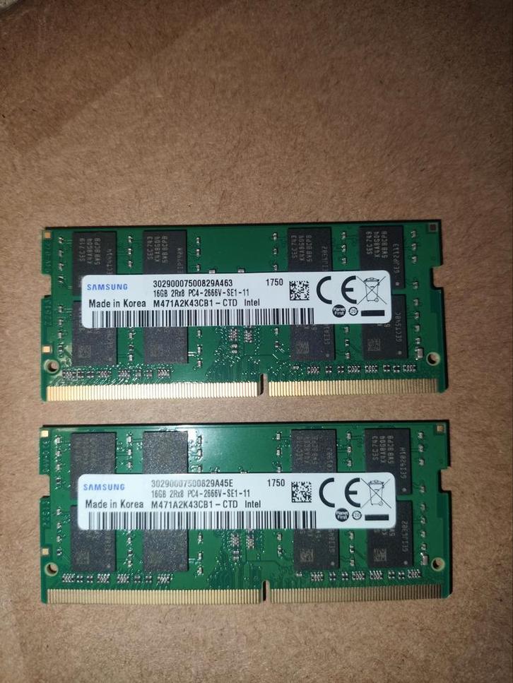 2x Samsung 16GB DDR4 2666MHz SODIMM RAM, Computers en Software, RAM geheugen, Nieuw, Laptop, 16 GB, DDR4, Ophalen of Verzenden