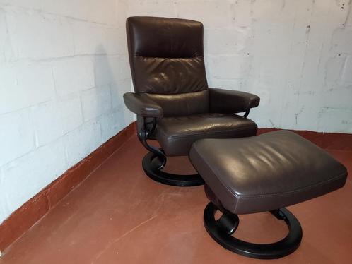 fauteuil relax stressless cuir, Huis en Inrichting, Fauteuils, Gebruikt, Leer, 75 tot 100 cm, Minder dan 75 cm, Ophalen of Verzenden