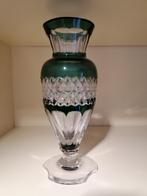 Vase en cristal du Val Saint Lambert vert, Antiquités & Art, Enlèvement