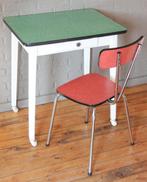 Groen Formica Tafeltje / Bureautje Op Wieltjes / Met Lade, Huis en Inrichting, Ophalen, Kunststof, Zo goed als nieuw, Vintage / Jaren 60