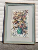 huile sur panneau fleur signe marcel delmotte, Antiek en Kunst, Ophalen of Verzenden