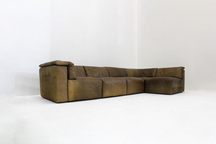 Vintage modulaire leren bank sofa Straub jaren 70, Antiek en Kunst, Antiek | Meubels | Stoelen en Sofa's, Ophalen