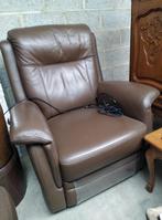 Electrische zetel 1-zit leder middenbruin, Huis en Inrichting, Zetels | Zetels, Ophalen, Eenpersoons, Gewoon, 75 tot 100 cm