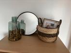 Setje: ronde spiegel,vaas, mandje, fotokader, Huis en Inrichting, Zo goed als nieuw, Ophalen