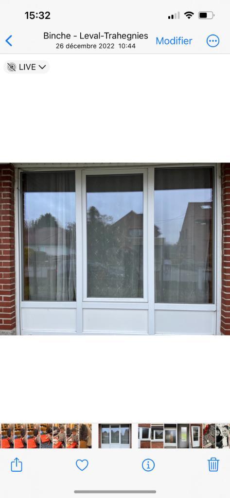 Ensemble porte fenêtres , châssis, PVC blanc double vitrage, Bricolage & Construction, Vitres, Châssis & Fenêtres, Comme neuf