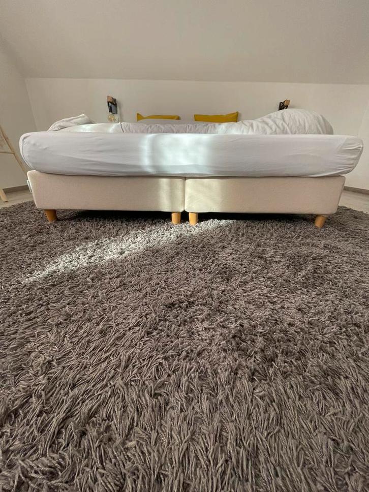 2 eenpersoonsbedden, Huis en Inrichting, Slaapkamer | Bedden, Gebruikt, Beige, Ophalen