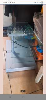Glazen tv tafel op wieltjes, Ophalen, Zo goed als nieuw, Glas