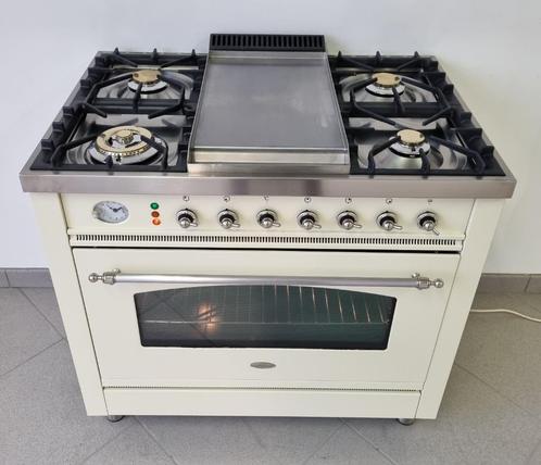 🍀 Luxe Fornuis Boretti 90 cm crème + rvs Frytop 1 oven, Elektronische apparatuur, Fornuizen, Zo goed als nieuw, Vrijstaand, Gas