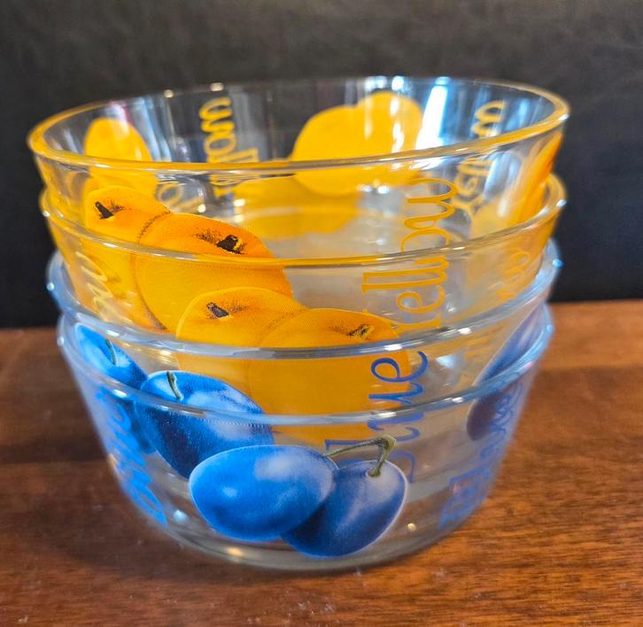 Cerve Italy glazen schaaltjes met fruitmotief, Huis en Inrichting, Keuken | Servies, Schaal of Schalen, Glas, Ophalen of Verzenden